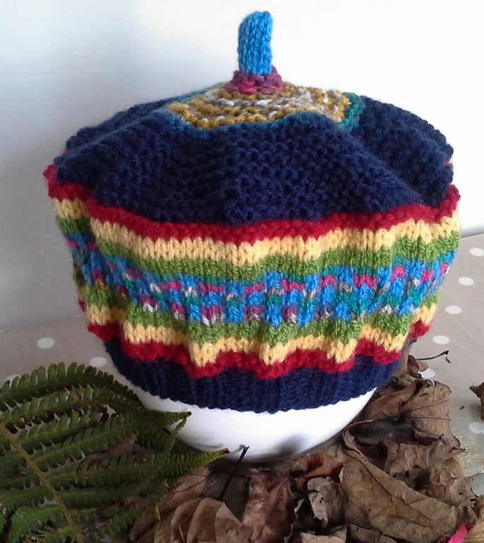 Hand Knitted Fairisle Toddlers Beret Hat  9 - 18 months size