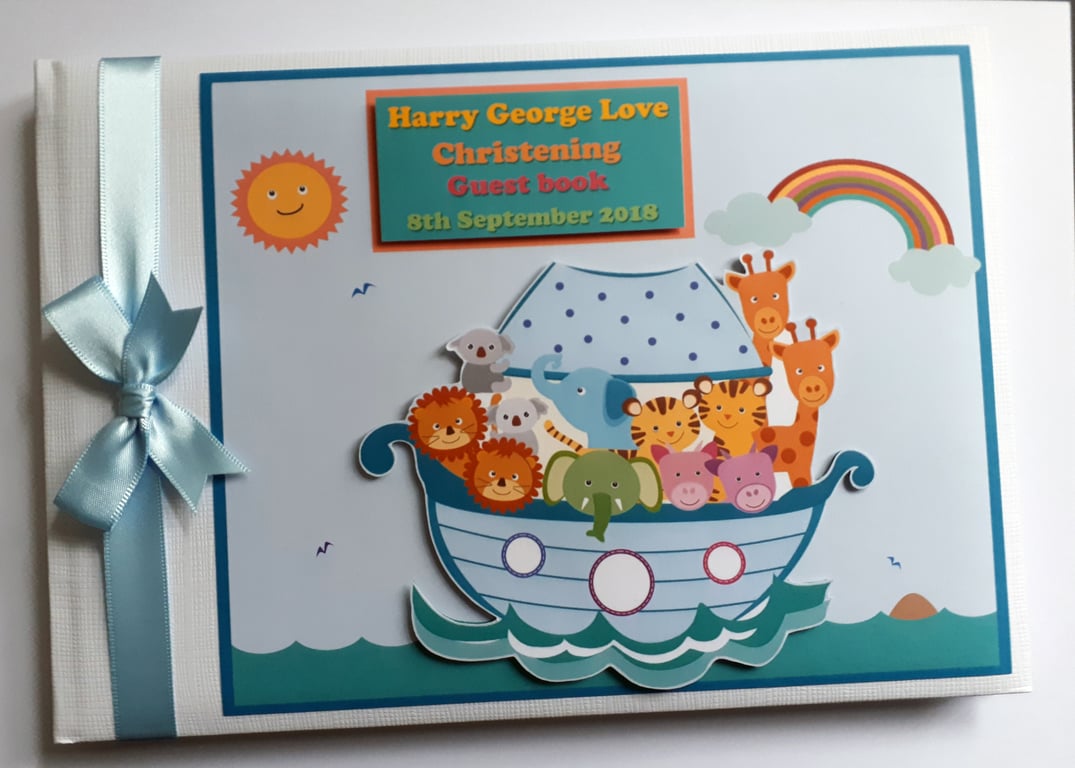 Noah's Ark birthday guest book, Noah's ark baby shower guest book