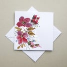 card greeti8ngs card hand painted floral blank  ( f 1003 E1 )