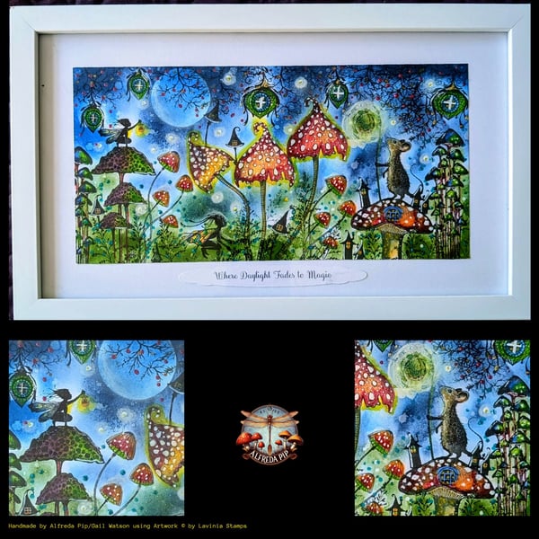 When Daylight Fades to Magic OOAK White Framed 