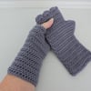  Crochet Fingerless Mitts  Dark Grey Adults