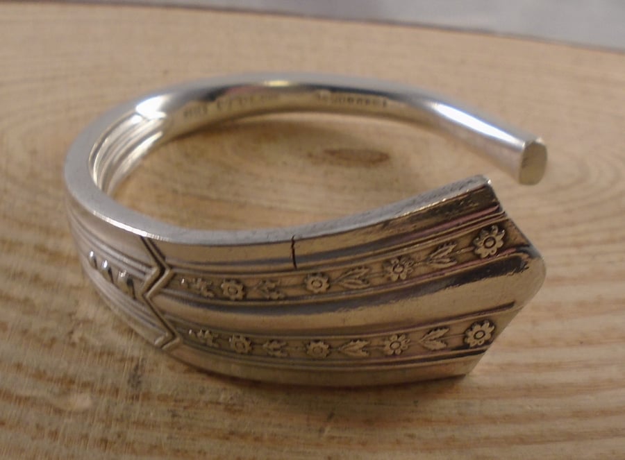 Upcycled Silver Plated Flower Spoon Handle Bangle SPBA112003