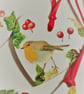 Set of 4 - Decoupaged Heart and Star Robin Christmas Decorations (Set E) - Image 4