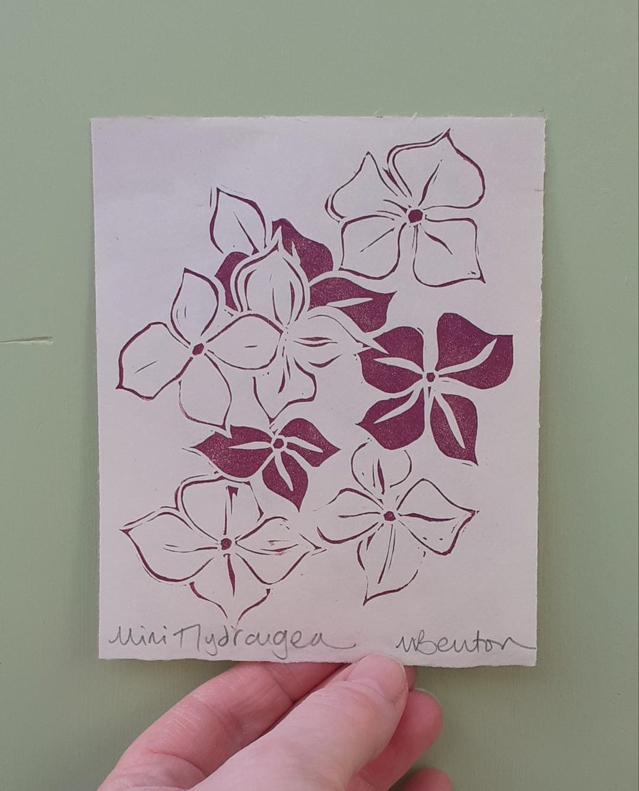 'Mini Hydrangea' Lino Print