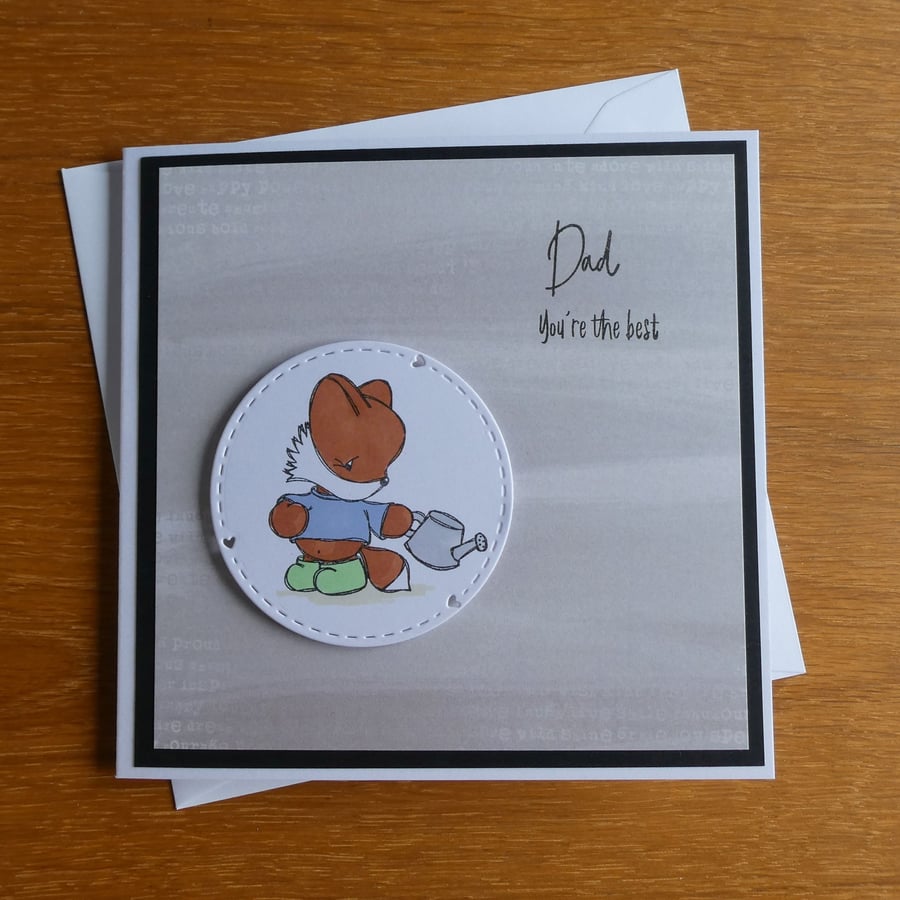 Card For Dad - Father's Day, Birthday - Fox With Watering Can