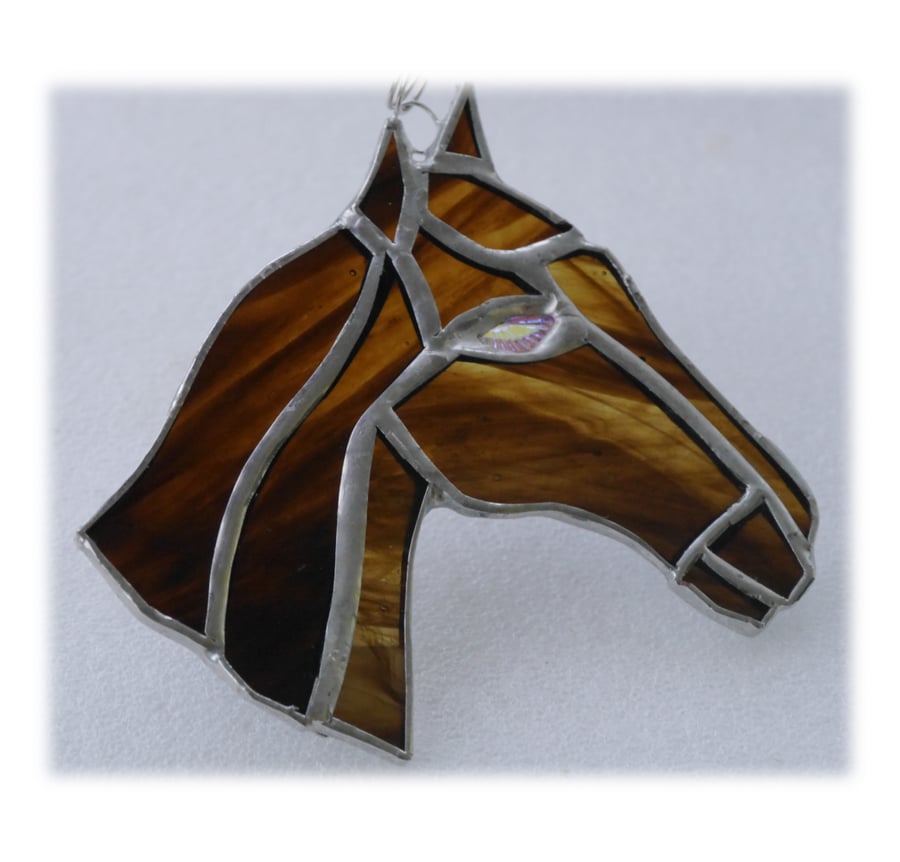 Horse Suncatcher Stained Glass Horsehead Brown 091