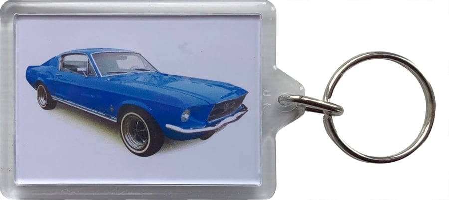 Ford Mustang GTA Fastback 1967 - Keyring with 50x35mm Insert - Car Enthusiast
