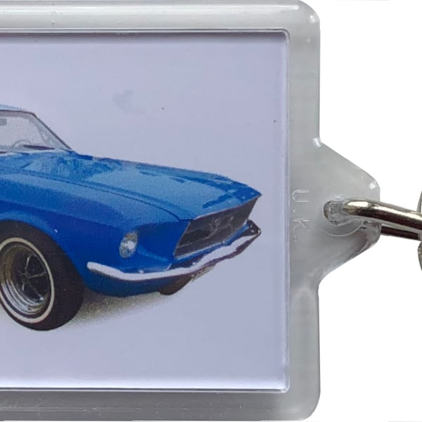 Ford Mustang GTA Fastback 1967 - Keyring with 50x35mm Insert - Car Enthusiast