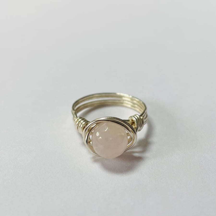 Wire wrapped Rose Quartz ring