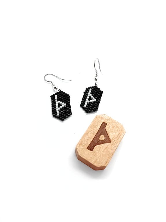 Thurisaz pain and growth rune beaded earrings