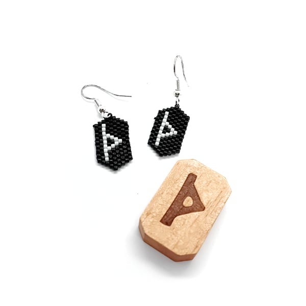 Thurisaz pain and growth rune beaded earrings
