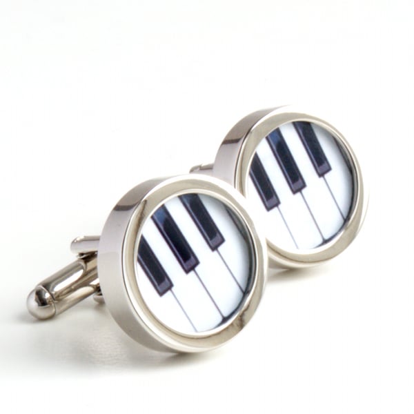 Piano Keyboard Cufflinks in Black and White for Pianists and Musicians