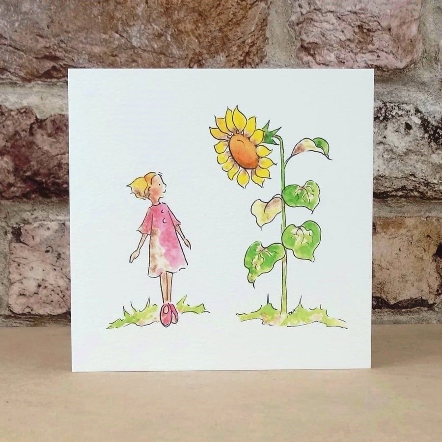 Card Daisy and Sunflower Blank Eco friendly