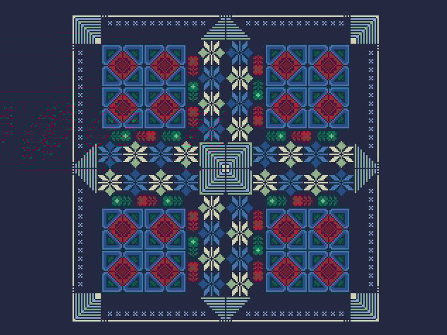048 - Cross Stitch pattern Folk Art Tiles Sampler - Traditional