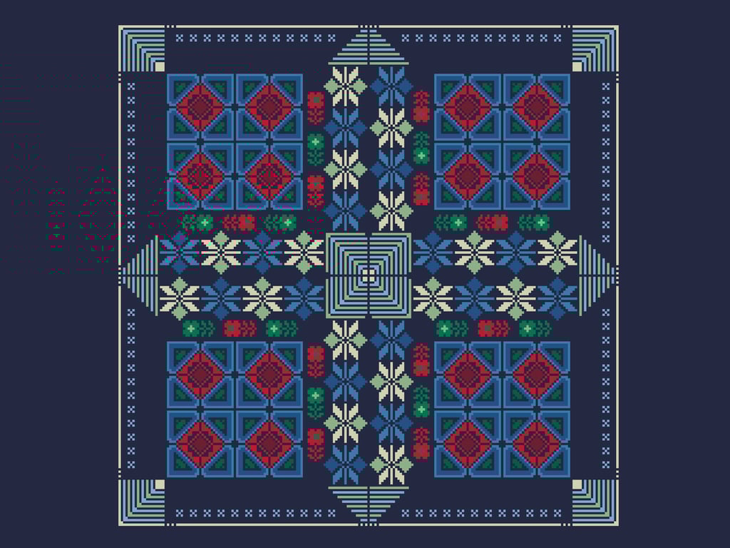 048 - Cross Stitch pattern Folk Art Tiles Sampler - Traditional