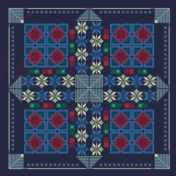 048 - Cross Stitch pattern Folk Art Tiles Sampler - Traditional