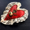 Sacred SteamHeart Large Brooch - Faux Leather