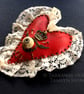 Sacred SteamHeart Large Brooch - Faux Leather - Image 1
