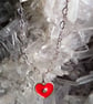 Real Diamond Red Enamel Heart Sterling Silver Necklace 18 Inch - Image 8