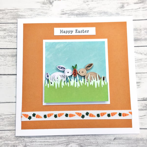 Easter card - quilled bunnies