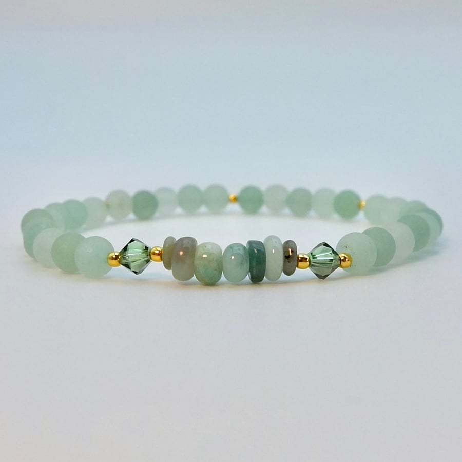Green Aventurine & Genuine Emerald Bracelet, May Birthstone, Gift For Taurus