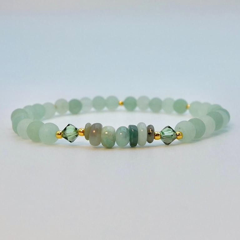 Green Aventurine & Genuine Emerald Bracelet, May Birthstone, Gift For Taurus