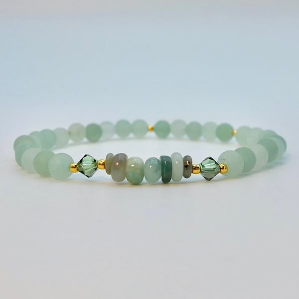 Green Aventurine & Genuine Emerald Bracelet, May Birthstone, Gift For Taurus