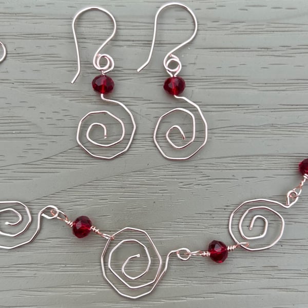 Rose Gold Spirals Bracelet & Earring Set Tarnish Resistant - All Sizes