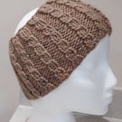 Hand Knitted Cable Merino Headband in Malt M