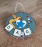 Dad wall art wooden slice - knight and dragon