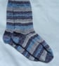 Hand-cranked Knitted Ribbed Wool Socks Size 6 to 7 - Image 2