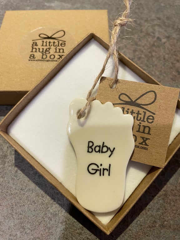 A little hug in a box porcelain Baby girl gift