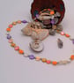 Multi Coloured Dyed Shell Coin Bead Necklace Bracelet and Earrings Set, Gift Set - Image 7