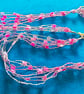 Crocheted necklace in shales of pink with a touch of silver, lightweight - Image 4