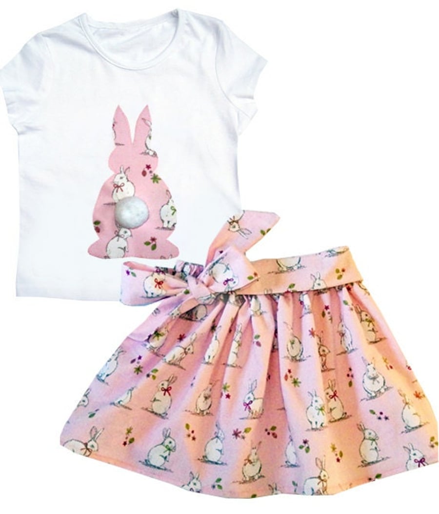 Girl's Rabbit Skirt and T-Shirt , Rabbit Clothes, Easter Clothes, Easter Guft