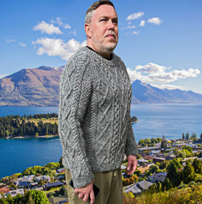 Grey Hand Knitted Aran Weight Shetland Wool Sweater Chest 107-112cms (42-44")