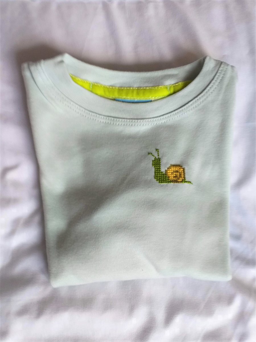 Green Snail Long-sleeved T-shirt age 2