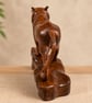 Hand Carved Wooden Animal Tiger Sculpture - Vintage Safari Home Decor - Image 3