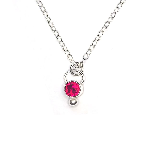 Silver Dots pendant necklace with ruby