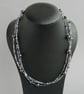 Dark Grey Multi Strand Necklace - Charcoal Jewellery - Black Pearl and Crystal - Image 1