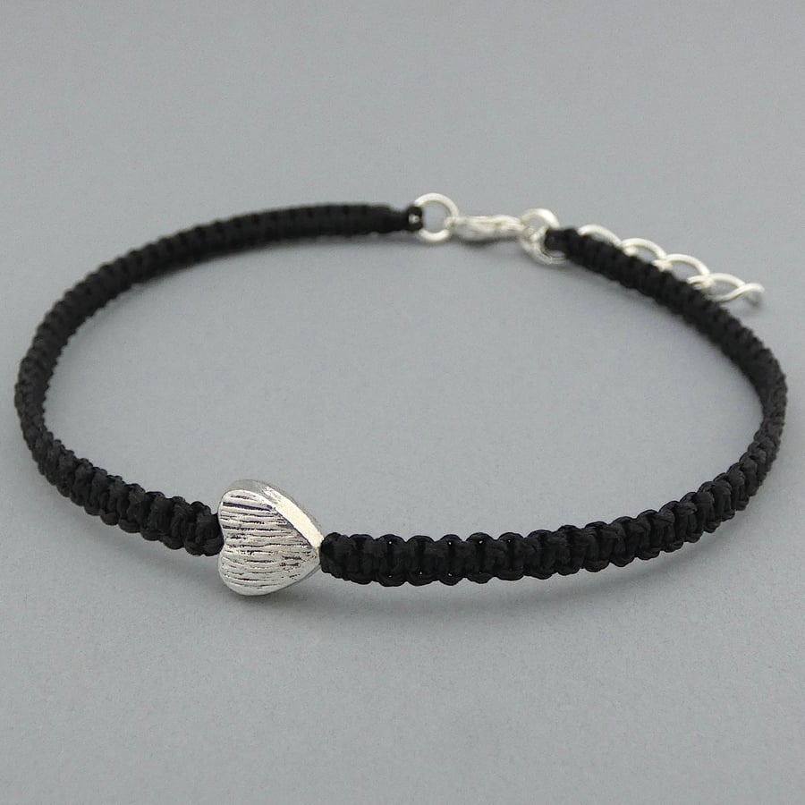 Black 7.25" braided adjustable bracelet for women. Ref: 352