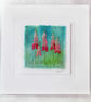 HAND EMBROIDERED GREETINGS CARD FOXGLOVES - Image 1