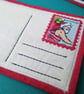 Santa Holiday Textile Postcard Decoration - blank for your written message - Image 5