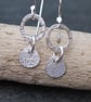 Silver Flower Hoop Drop Earrings, Handmade Silver Jewellery - Image 4