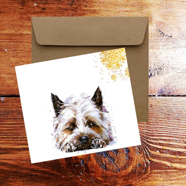 Cairn Terrier Square Christmas Card(s) Single Pack of 6.Cairn Terrier cards,Cair
