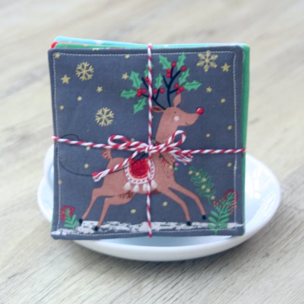 Set of Four Christmas Coasters with fun pictures