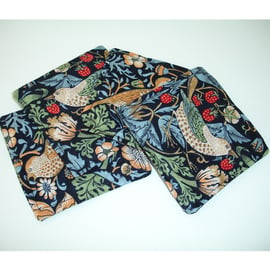 Strawberry Thief Coasters William Morris Set of 4 Fabric Mug Rugs