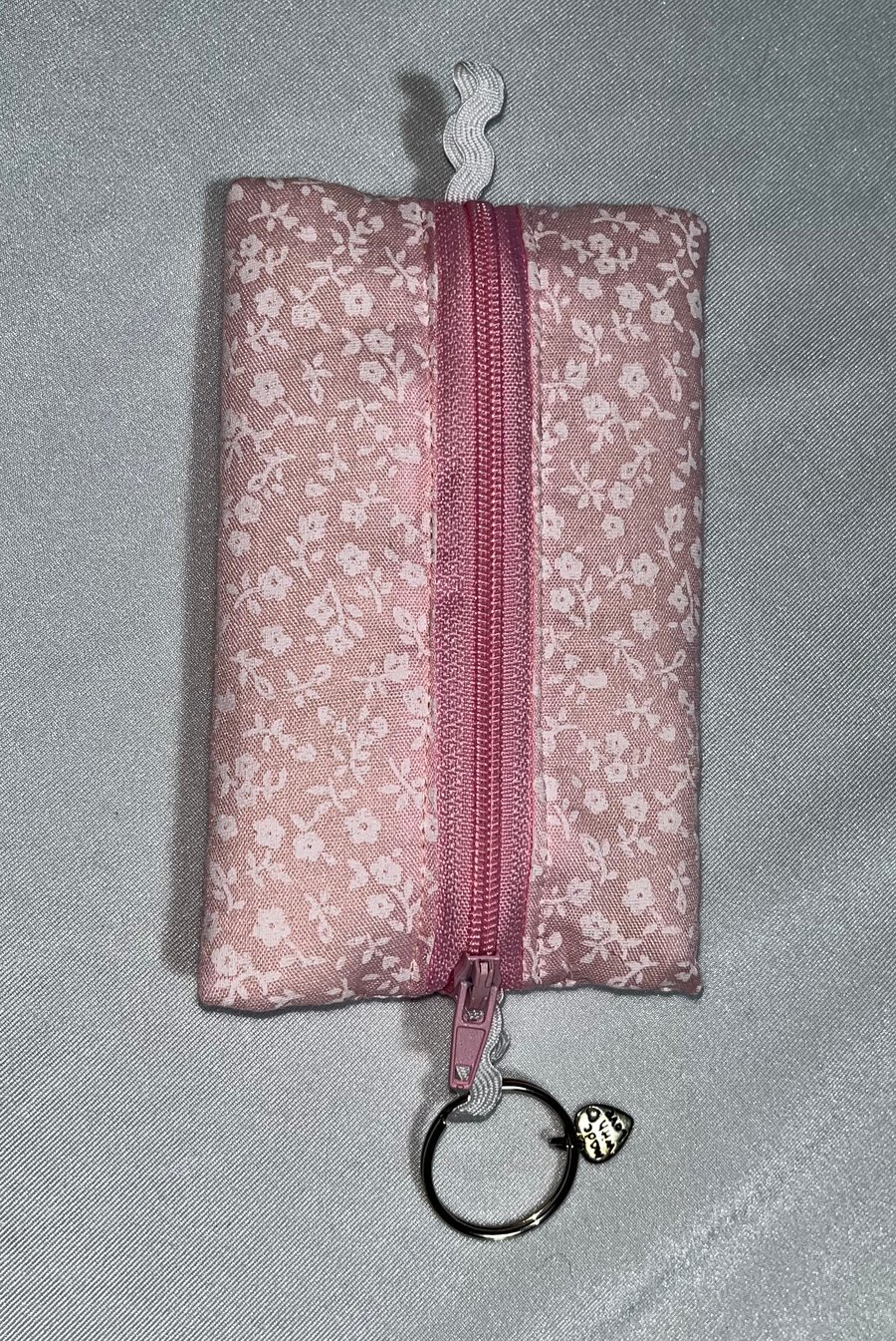 Mini pink floral zipper pouch