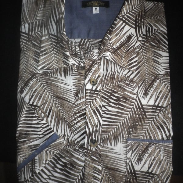 Brown leaf design half sleeve , choice M or L, free shipping