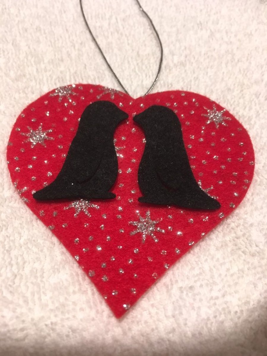 Valentines Penguin Penguins decoration - Valentines Gift - Penguin lover Heart 